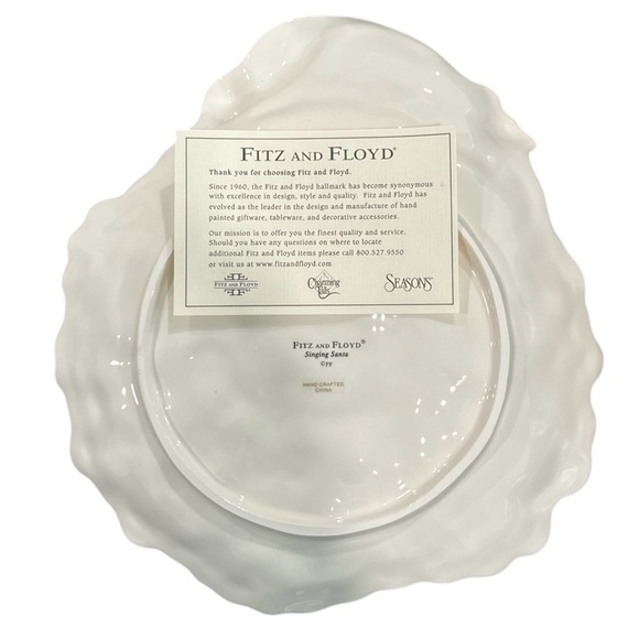 New! Fitz and Floyd Singing Santa Canapé Plate - Picture 3 of 4